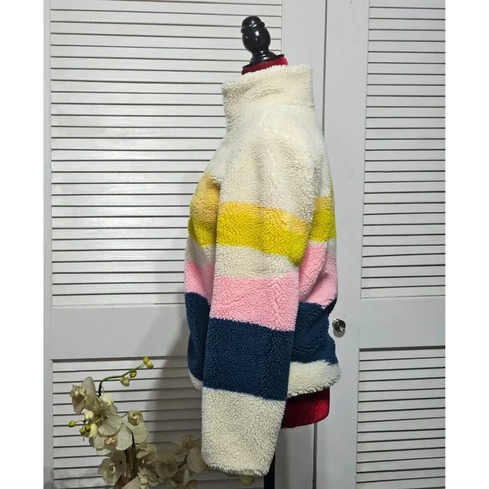 Faherty Women's Multicolor Sun and Wave Faux Sherpa Full Zip Size Xsmall 2980 - Picture 4 of 16